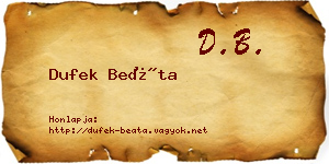 Dufek Beáta névjegykártya