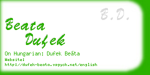 beata dufek business card